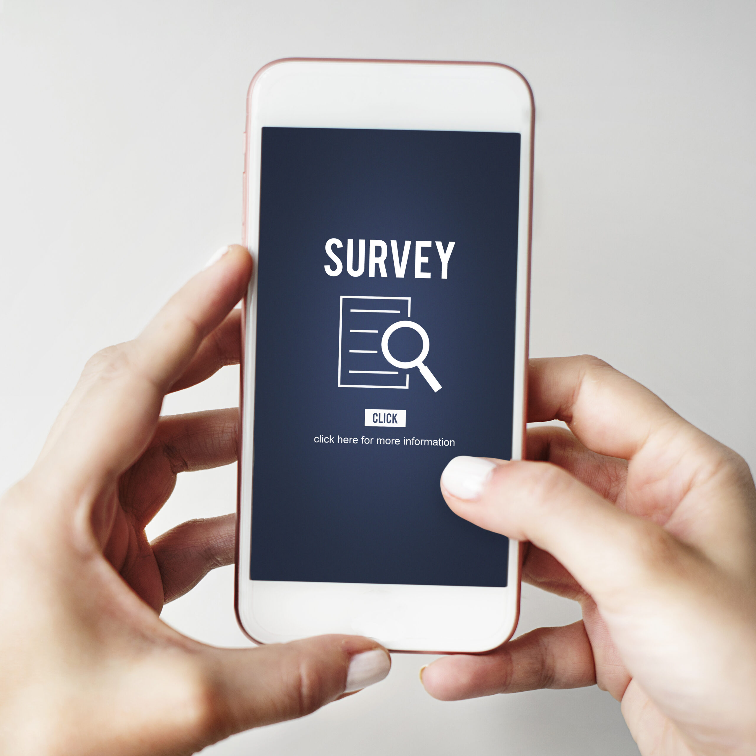 Image of a smart phone showing a survey