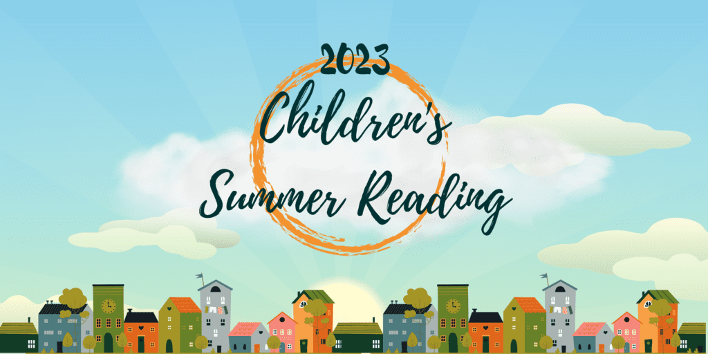 2023 Children's Summer Reading, cityscape against dawn sky